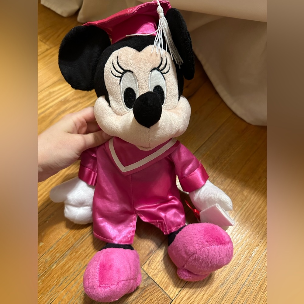 Minnie Mouse Graduation Plush Doll KCare Disney Pink Gown Stuffed Animal 12”